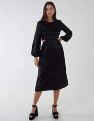 Crew Neck Cut Out Midi Dress