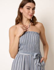 Bardot Tie Neck Pinstripe Jumpsuit