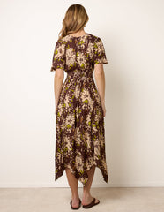 Shirred Waist Hanky Hem Dress