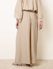 Crinkle Viscose Wide Leg Trousers