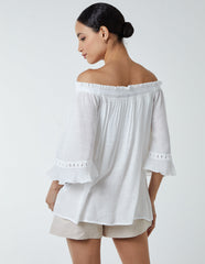 Bardot Tie Front Top