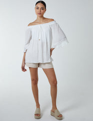 Bardot Tie Front Top