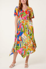 Shirred Waist Hanky Hem Dress