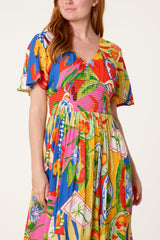 Shirred Waist Hanky Hem Dress