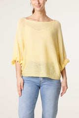 Filigree Frill Sleeve Batwing Jumper