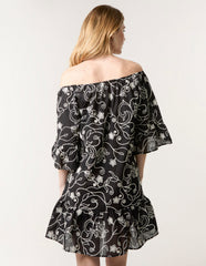 Embroidered Smock Dress