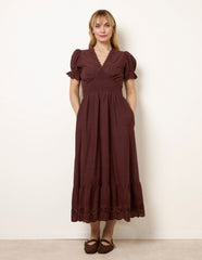 Embroidery Detail V-Neck Maxi Dress