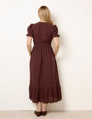 Embroidery Detail V-Neck Maxi Dress