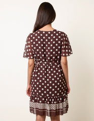 Polka Dot Short Sleeve Border Dress