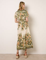 Tropical Print Wrap Front Dress