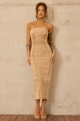 Curve Appeal Denim Midi Dress - Tan