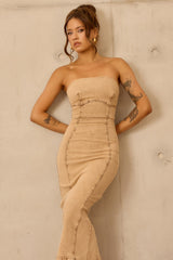 Curve Appeal Denim Midi Dress - Tan