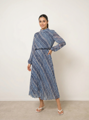 High Neck Bubble Print Dress