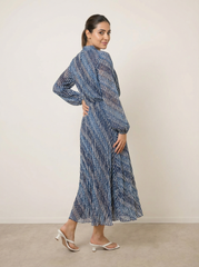 High Neck Bubble Print Dress