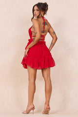 Precious Ruffle Mini Dress - Red