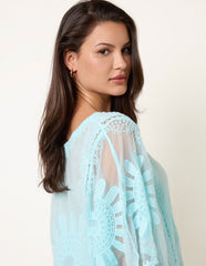 Sun Flower Lace Sleeve Blouse