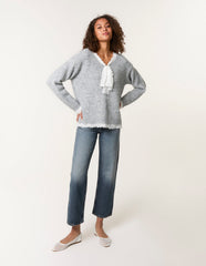 Lace Trim Pussybow Jumper