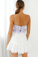 Camryn Sweetheart Neckline Lace-Up Bodice Crop Top Lilac