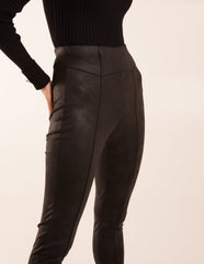 Seam Detail PU Leather Look Leggings