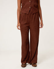 Crinkle Elasticated Waist Wide Leg Trousers