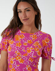 Crew Neck Midi Dress With Scrunchie Back Detail