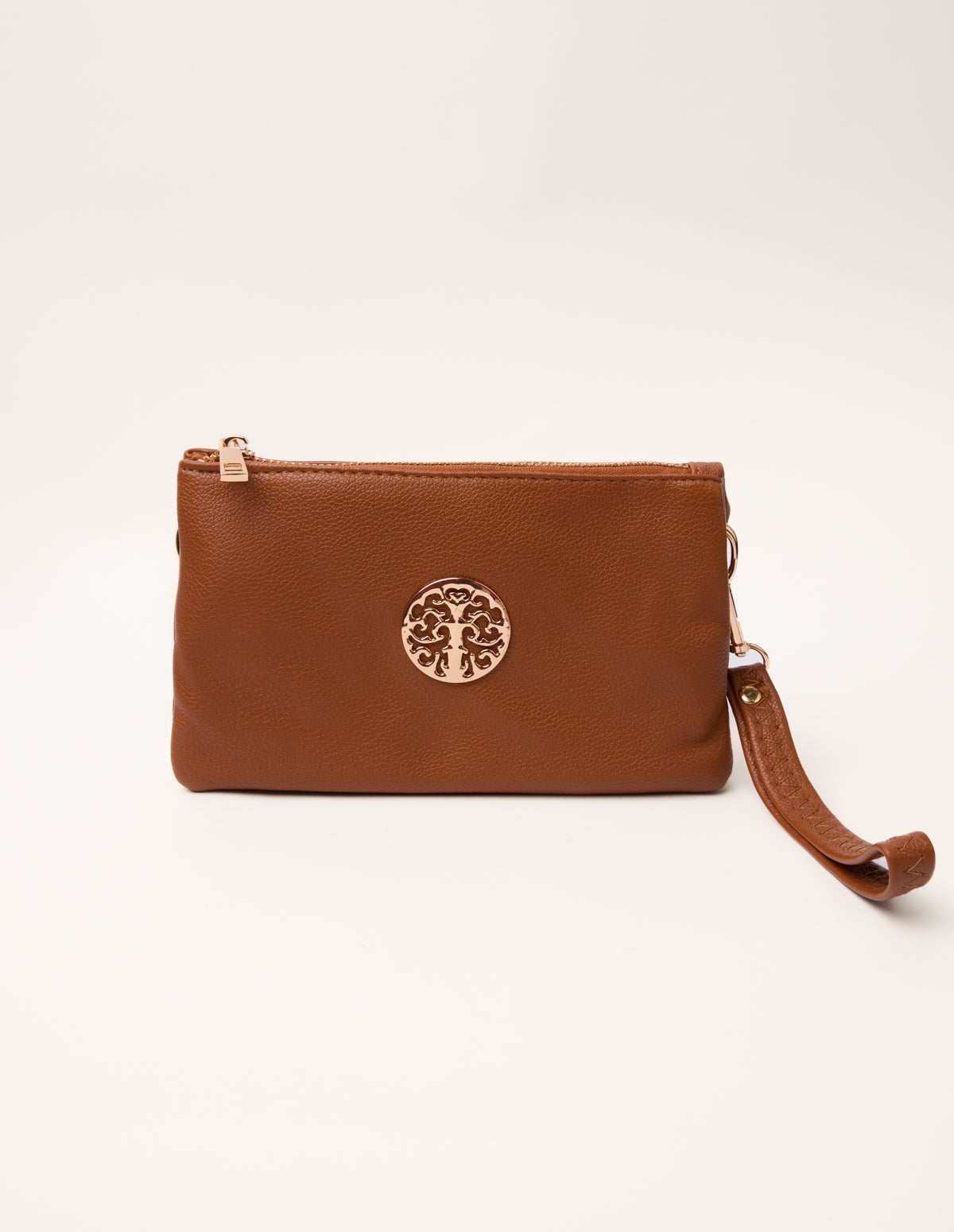 Detailed Zip Up Purse With Detachable Strap