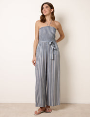 Bardot Tie Neck Pinstripe Jumpsuit