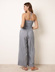 Bardot Tie Neck Pinstripe Jumpsuit