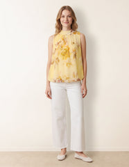 Sleeveless High Neck Puffball Blouse