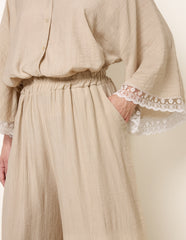 Crinkle Viscose Wide Leg Trousers