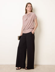 Metallic Cowl Neck Draped Top
