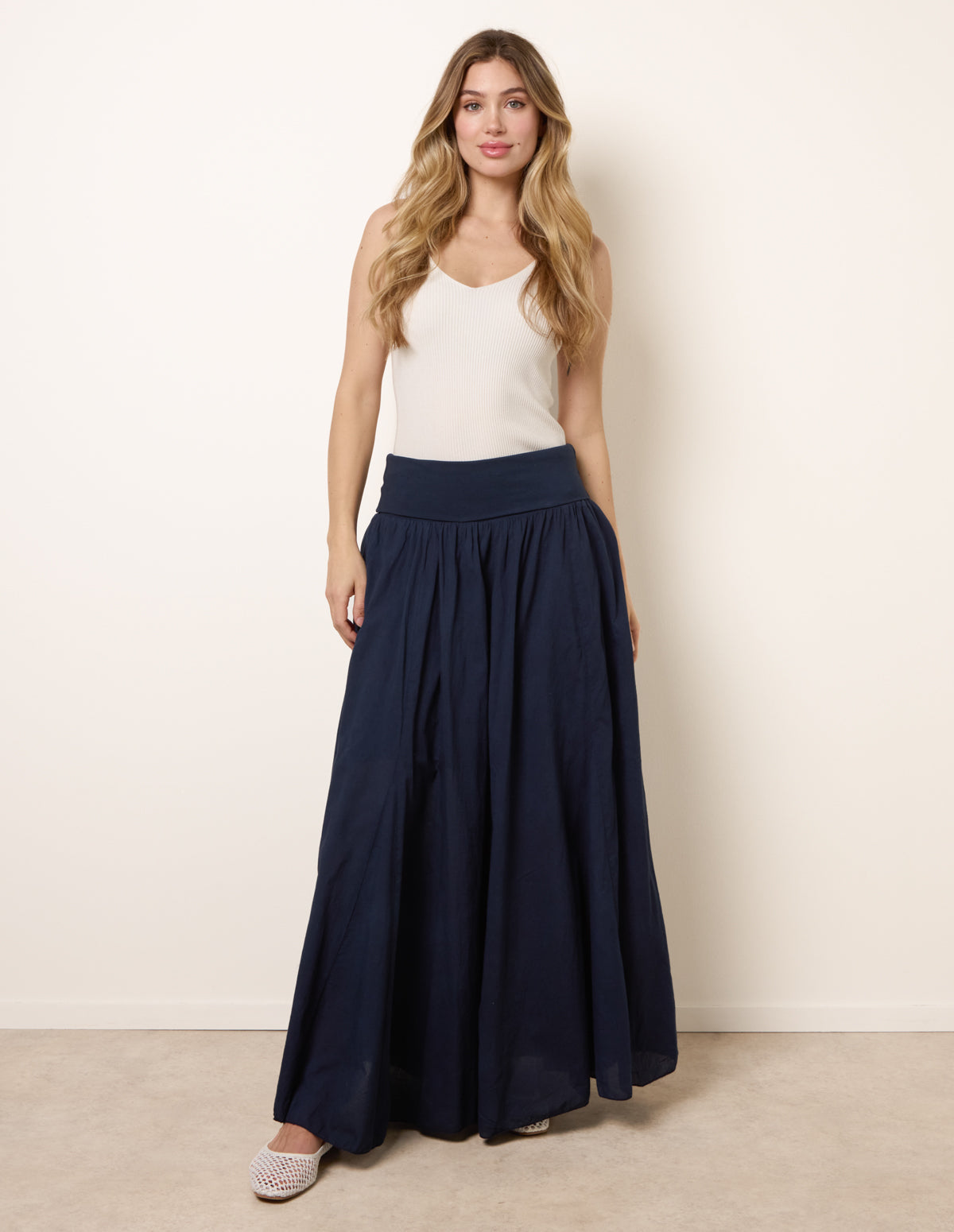 Godet Hem Jersey Waist Skirt