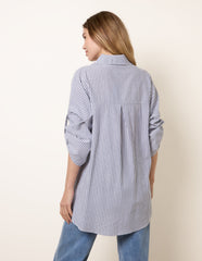 Gold Shell Button Front Stripe Shirt