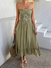 Spring Breath Smocked Maxi Dress - sage