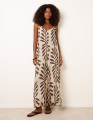 Jumpsuit With Floral & Leaf Print