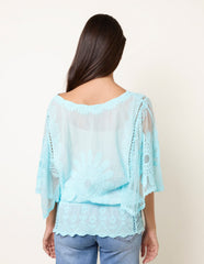 Sun Flower Lace Sleeve Blouse